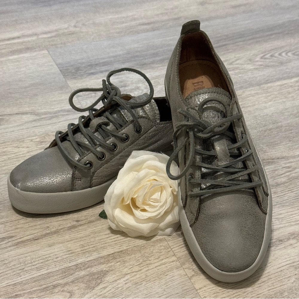 BLACKSTONE Gray FULL LEATHER Women's Fashion Sneakers SIZE 36 EUC WORN ONCE